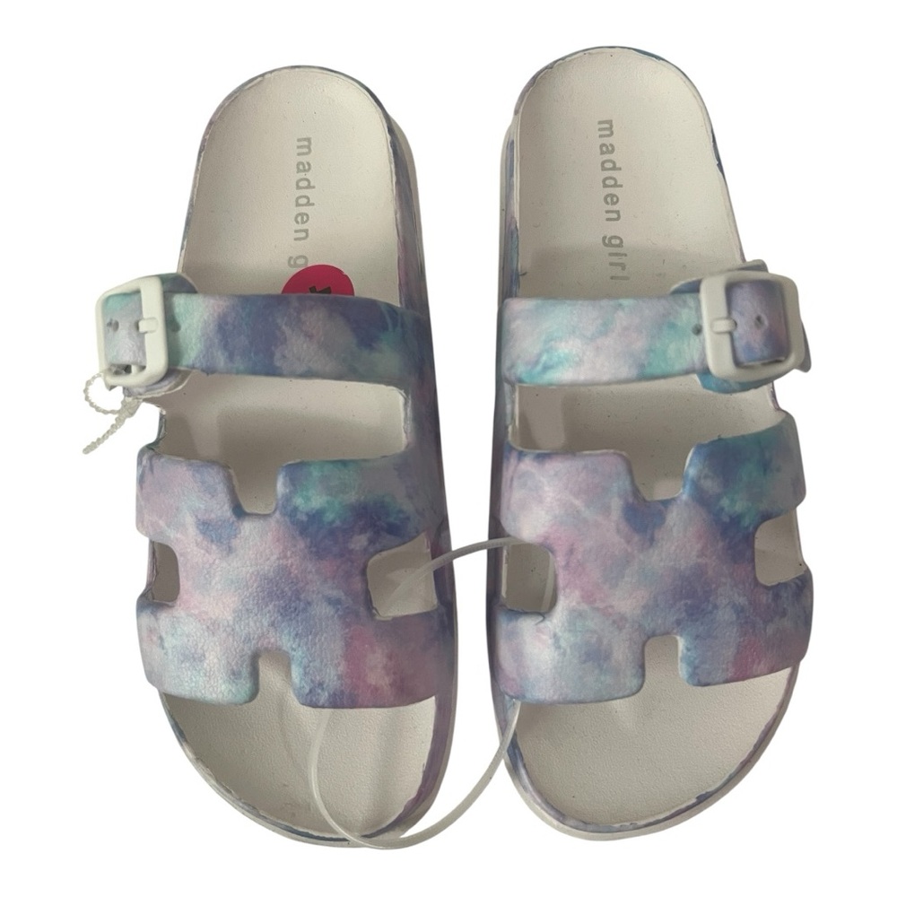 Madden Girl Multicolor Buckle‎ Slip On Sandals, Brand New